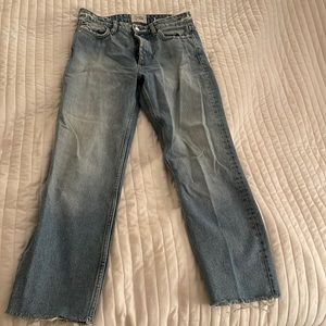 Zara ankle straight raw hem jeans